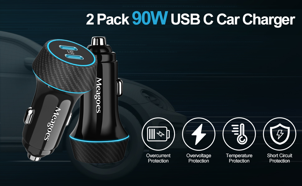 samsung galaxy s25 ultra black usb c car charger 2 pack 45W phone charger for car iphone 16 plus