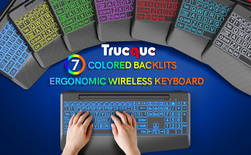 Wrist Rest, Phone Holder, Rechargeable Ergonomic Computer Keyboard with Silent Keys