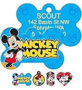 GoTags Mickey Mouse and Minnie Mouse Pet ID Tags, Disney Dog Tags for Dogs and Cats, Personalized...