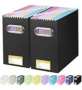 BALEINE File Organizer Box, Cardboard File Folder Organizer with Handle for Letter Size, Portable...