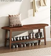 HOOBRO Dining Bench, 2-Tier Bamboo Farmhouse Entryway Shoe Rack Bench, Indoor Storage Bench for L...