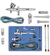 Pinkiou Airbrush Kit with Different Nozzle and Needles Muti-Purpose Dual Action Airbrush Sets wit...