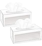 Yopay 2 Pack Clear Tissue Dispenser Box, Facial Acrylic Tissue Box Cover Holder, Napkin Organizer...