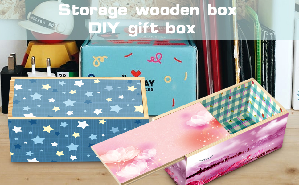 Unfinished Blank Natural Wood Storage Case Container Box with Slide Lid