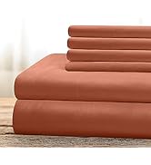 BYSURE Hotel Luxury Bed Sheets Set 6 Piece(Full, Terracotta) - Super Soft 1800 Thread Count 100% ...