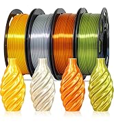 1.75mm Silk Shiny PLA 4 Metal Colors Bundle Pack: Shiny Metallic God/Silver/Copper/Bronze, Each S...