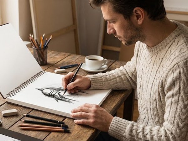 11x14 sketch pad used at home for drawing and sketching with spiral bound hardcover design