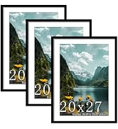 Picrit 20x27 Picture Frame 3 Pack, Black Puzzle Frame, Display Poster 16 x 24 with Mat or 20 x 27...