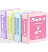 SUNEE 3 Ring Binder 3 Inch 4 Pack, 3" Large Clear View Binders Three Ring PVC-Free (Fit 8.5x11 In...