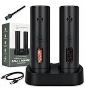 GÜTEWERK Electric Salt and Pepper Grinder Set, Rechargeable, Set of 2 | Season with One Hand, Adj...
