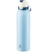 Meoky 24 oz Travel Water Bottle Insulated: Leak Proof Locking Lid, 2-in-1 Straw and Spout, 24 Hou...