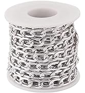 Pandahall 16.4 Feet Silver Aluminum Curb Chains 13.5x8x2mm Unwelded Curb Link Chain Oxidation Met...