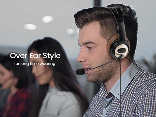 USB headset, over ear PC headset with microphone, office headset USB,wired headset