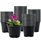 KINGLAKE 100 Pcs 4" Plastic Plants Pots Black