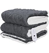 CHIOKY Electric Heated Blanket, 3D Patterned Diamond Grid, 62“ x 84” Heated Blanket with 5 Heatin...