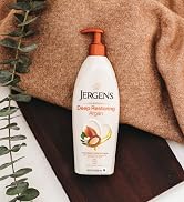 Jergens Deep Restoring Argan bottle on a blanket