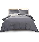 MOONLIGHT20015 Twin Duvet Cover Set Grey - Soft Double Brushed Microfiber 2 Pieces with Button Cl...