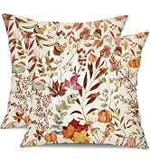 DFXSZ Fall Pillow Covers 18x18 inch Set of 2 Fall Decoration Orange Pumpkin Maple Leaf Decor Autu...