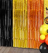 Construction Foil Fringe Curtains Backdrop Birthday Party Decorations