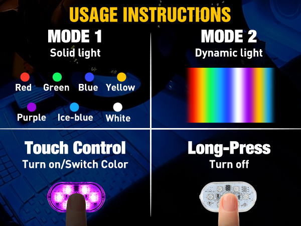 Nilight Wireless Magnetic RGB LED Interior Lights usage instruction