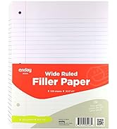 Emraw Wide Ruled Filler Paper , Perfect for Normal Everyday Notetaking 8"x10.5" x 0.32" Inch, 2 P...