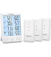 Geevon Indoor Outdoor Thermometer Wireless 3 Remote Sensors, 5-Inch Display Digital Hygrometer Th...