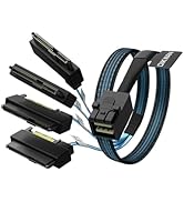 OIKWAN SFF-8643 Internal Mini SAS HD to (4) 29pin SFF-8482 connectors with SAS 15pin Power Port 1...