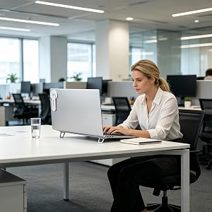 Lifts laptop for airflow, prevents overheating. Keep your device cool.