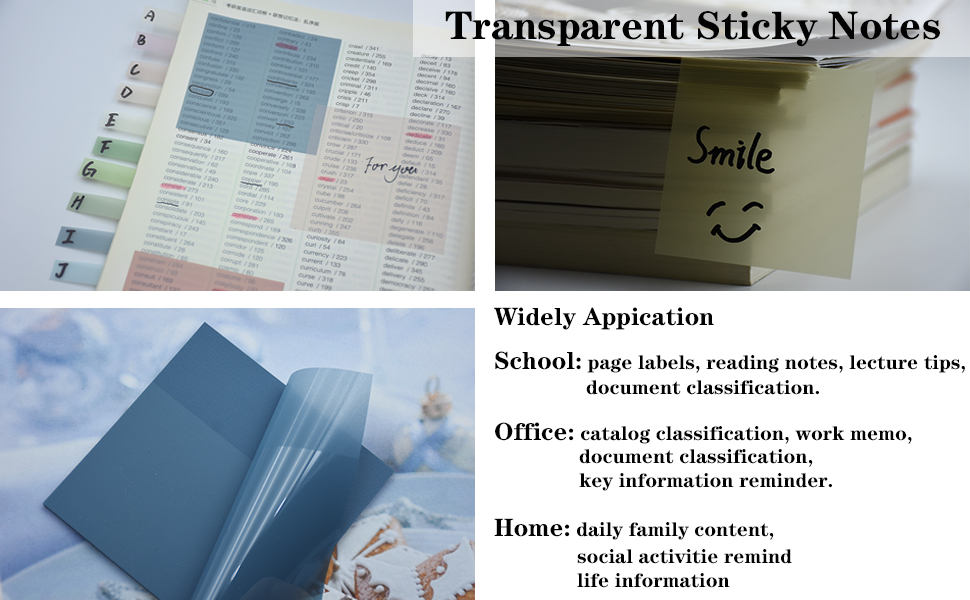 transparent sticky notes, clear sticky notes, translucent sticky notes, clear post it notes