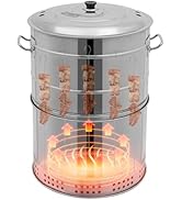 Large Portable Charcoal Grills, 360° Stainless Charcoal BBQ Grill Barrel, Smokeless Outdoor with ...