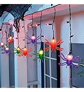 Halloween Spider String Lights, 7Ft Halloween Decorations Lights with 10 Colorful Spider Lights 1...