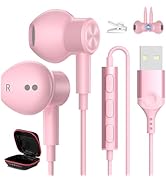 HGCXING USB Headphones for PC Laptop Magnetic 7.5ft Wired Earbuds Computer Headset with MICR Cont...