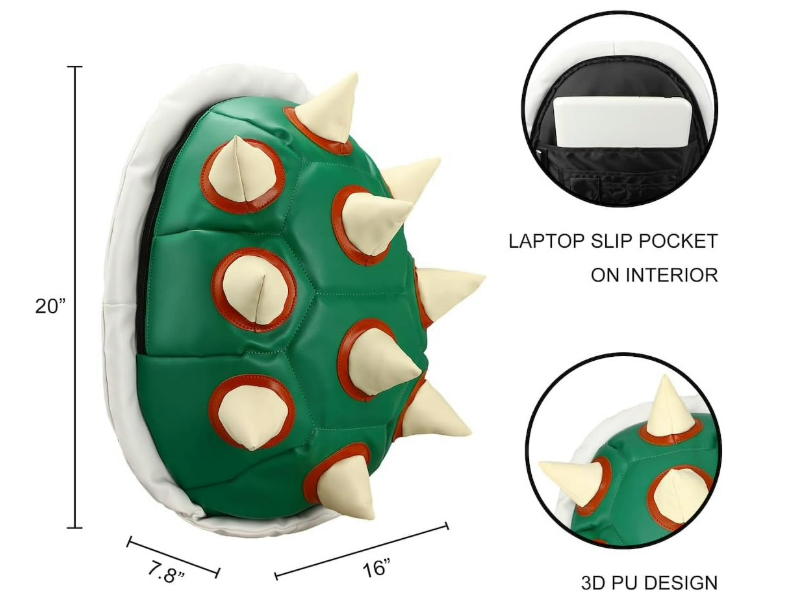 Super Mario Bros Bowser green turtle Shell Backpack