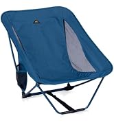 iClimb Low Ultralight Compact Folding Chair (Blue) | with Side Pocket and Carry Bag, for Camping ...
