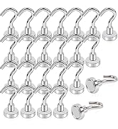 MAGXCENE Magnetic Hooks Heavy Duty, 25LBS Strong Neodymium Magnets Ceiling Hooks for Hanging Plan...