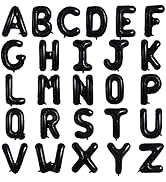 TONIFUL 52 Pieces 16 Inch Black Letter A-Z Balloons,Custom Phrase Mylar Foil Alphabet Letter DIY ...