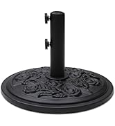 Helios&Hestia 20 lb Round Plastic Built-in Cement Outdoor Umbrella Base, Heavy Duty Concrete Stan...