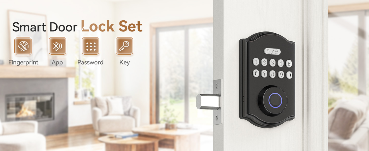 keyless entry door lock deadbolt with handle set