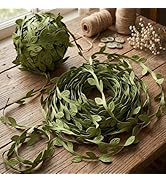 IDONGCAI Artificial Ivy Vine -20 Yards Faux Green Leaf Ribbon Roll with Realistic Leaves, Flexibl...