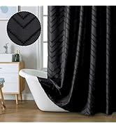 Chyhomenyc Chevron Black Shower Curtain 72x72 inches, Fabric Shower Curtain Farmhouse Chic Textur...