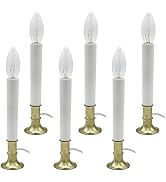 Creative Hobbies Electric Window Candle Lamp with Brass Plated Base, Dusk to Dawn Sensor Turns Ca...