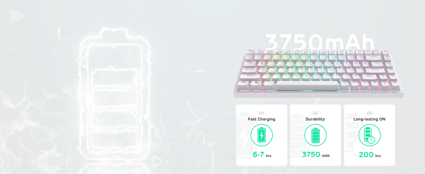 84 Keys Wireless Bluetooth Gaming Keyboard
