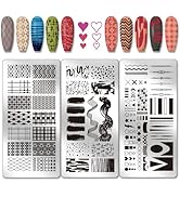 PH PandaHall 3pcs Grids Line Nail Stamping Plates Geometric Texture Nail Art Stencils Graffiti St...