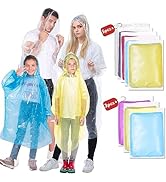 NVioAsport Ponchos Family Pack, (8 Pack) Rain Poncho for Adults and Kids Disposable or Reusable E...