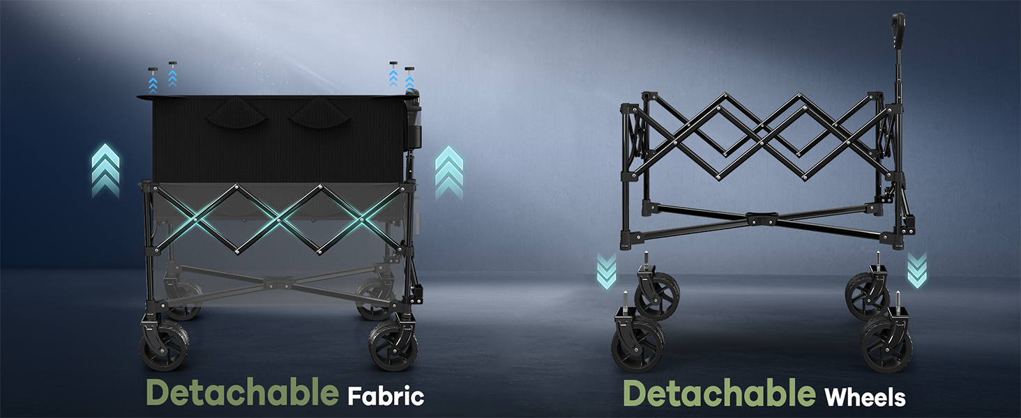 Hikemoon folding wagon cart with removable fabric and wheels