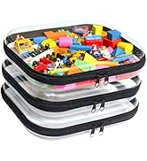 PGAXM 3PCS Clear Hard Plastic Zipper Case, Double Zippers Hard Pouch, Portable Travel Organizer B...