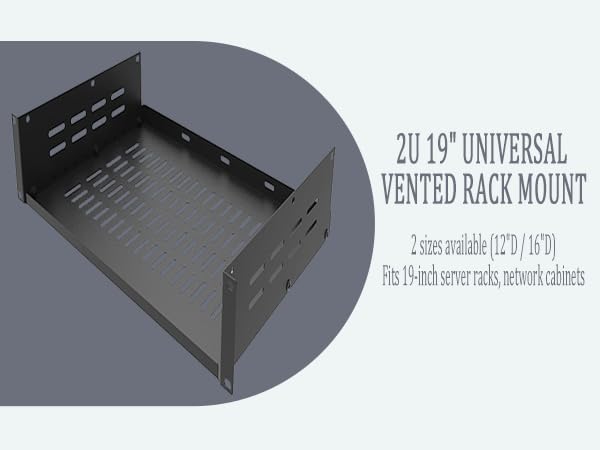 2U 19“ universal vented rack mount shelf
