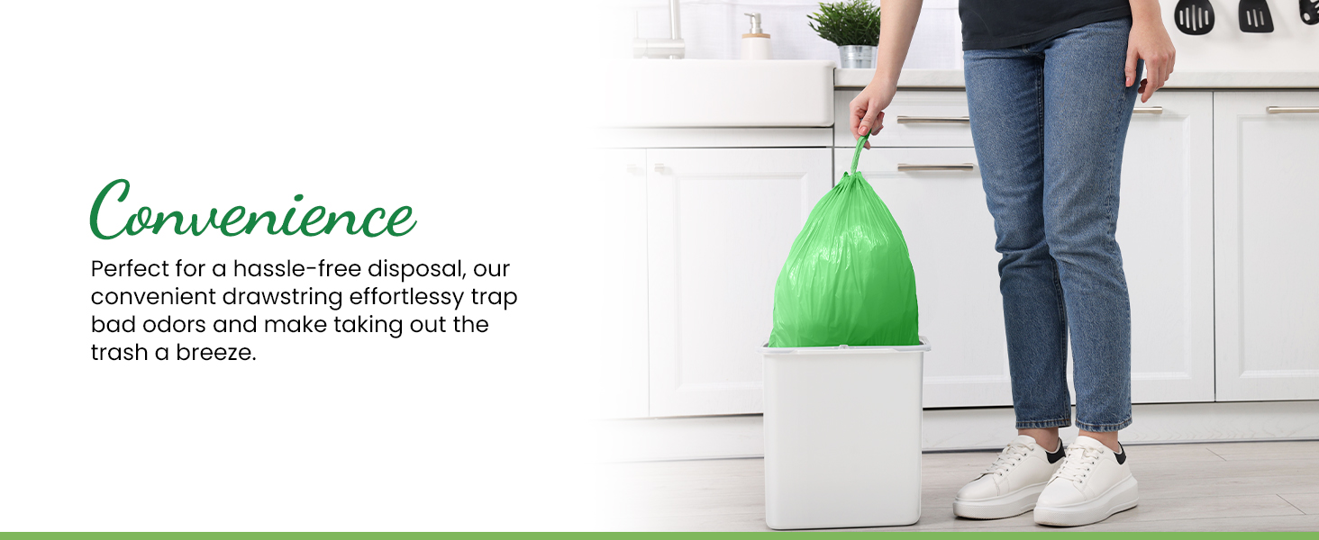 Hassle-free disposable convenient drawstring
