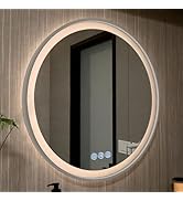 East Grove Home Lucid Collection Front Illuminated 24in Round LED Mirror in Titanium Frame with D...