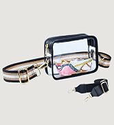 KlaOYer PVC Clear Crossbody Bags, Stadium Approved Transparent Shoulder Bag Handbag Small Square ...